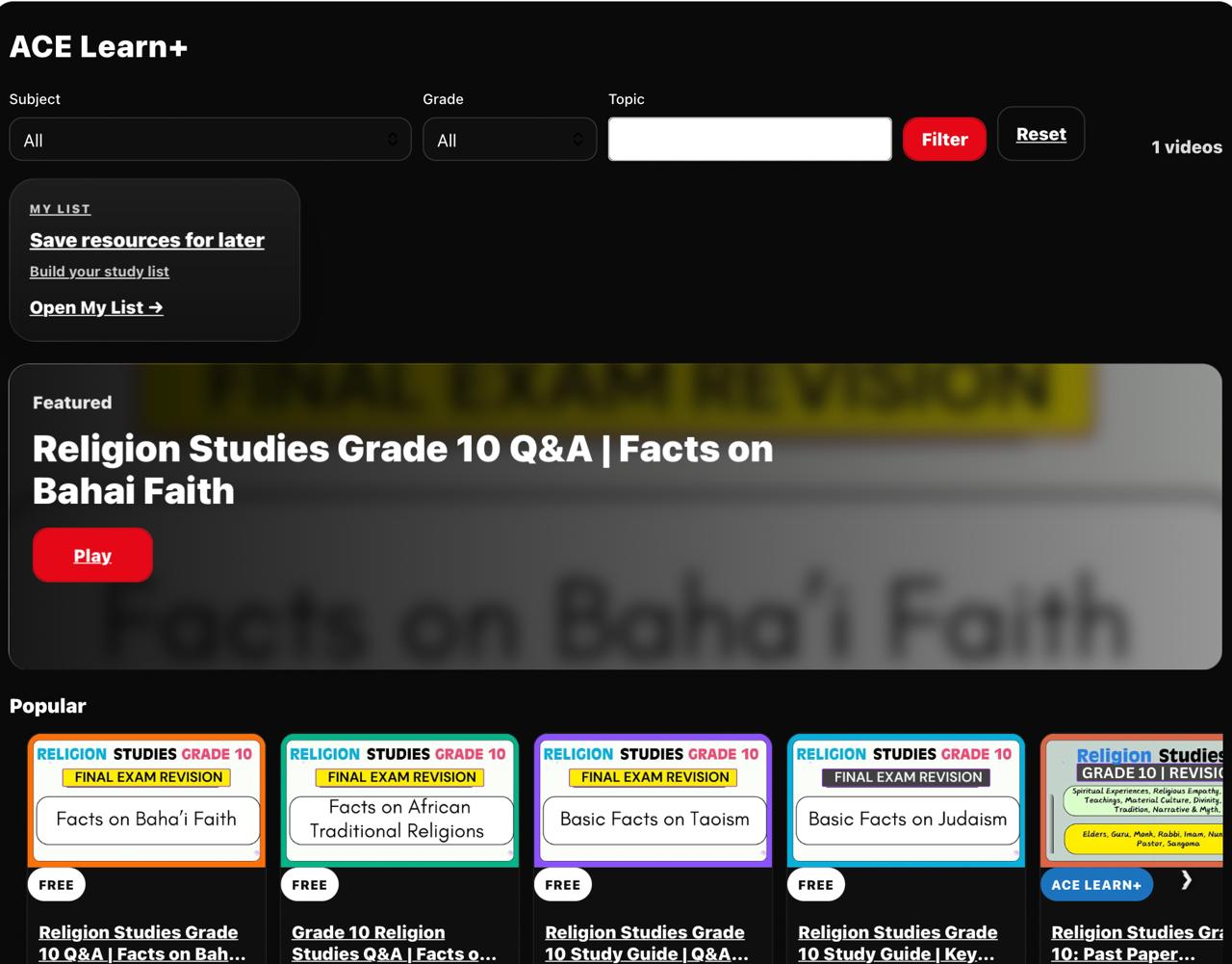 Ace Learn Plus Video Learning Platform